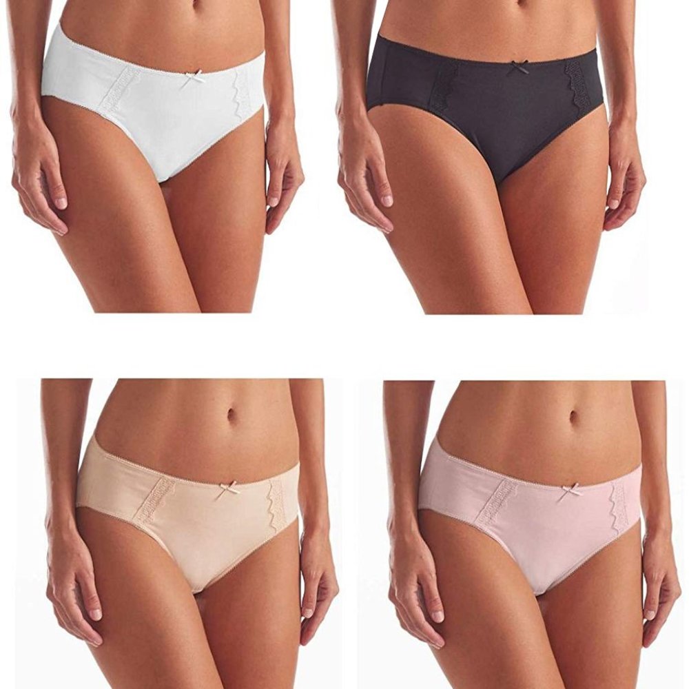 NWT Karen Neuburger Hi-Cut Lace Briefs Underwear Panties Brief 4 pack